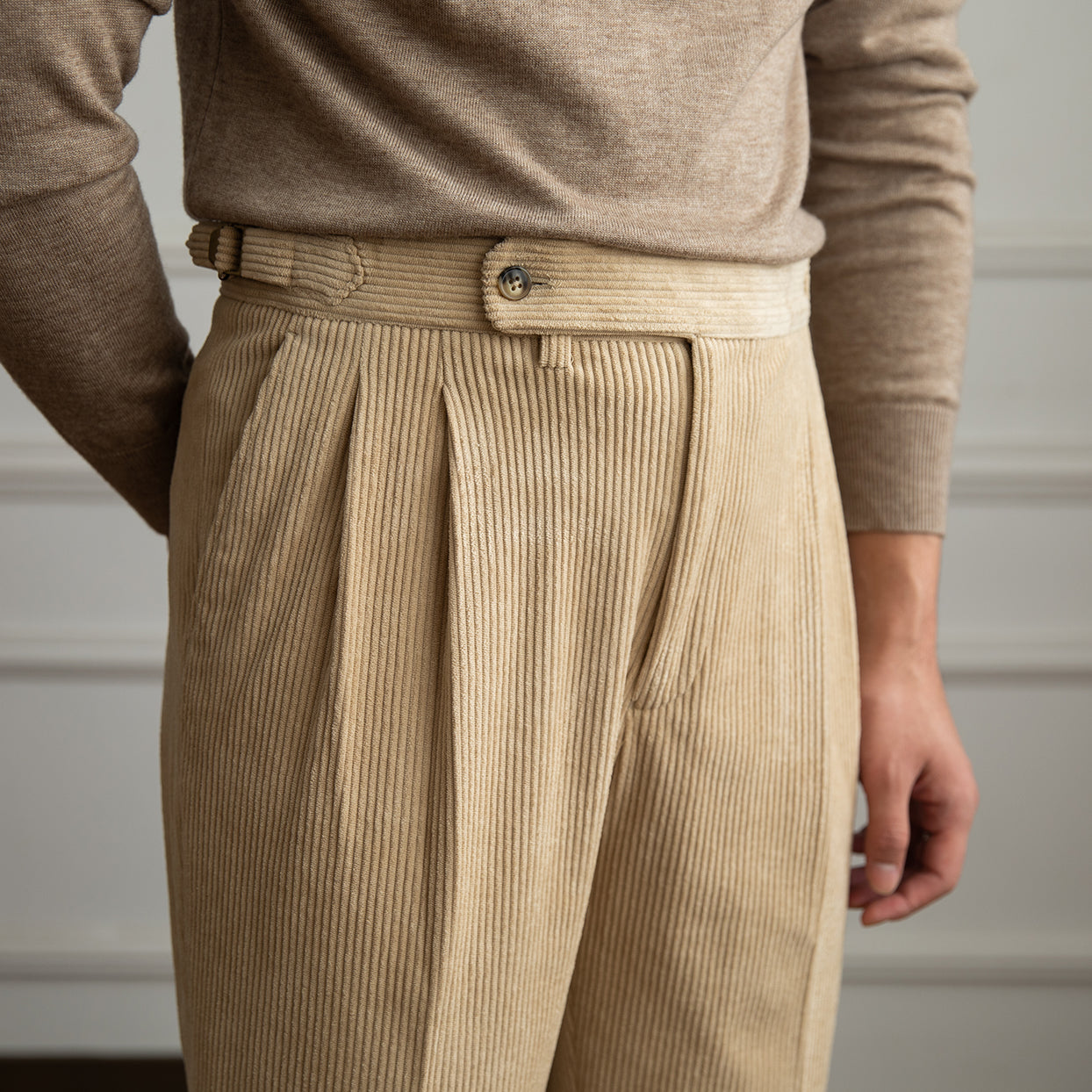 RADIANTGEM Vintage Corduroy High-waisted Pants