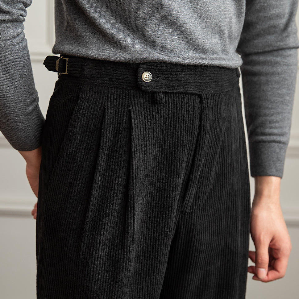 RADIANTGEM Vintage Corduroy High-waisted Pants