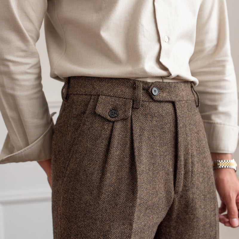 RADIANTGEM Herringbone Wool Suit Pants