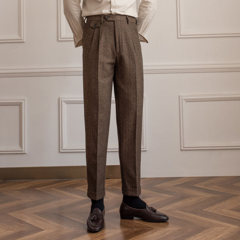 RADIANTGEM Herringbone Wool Suit Pants