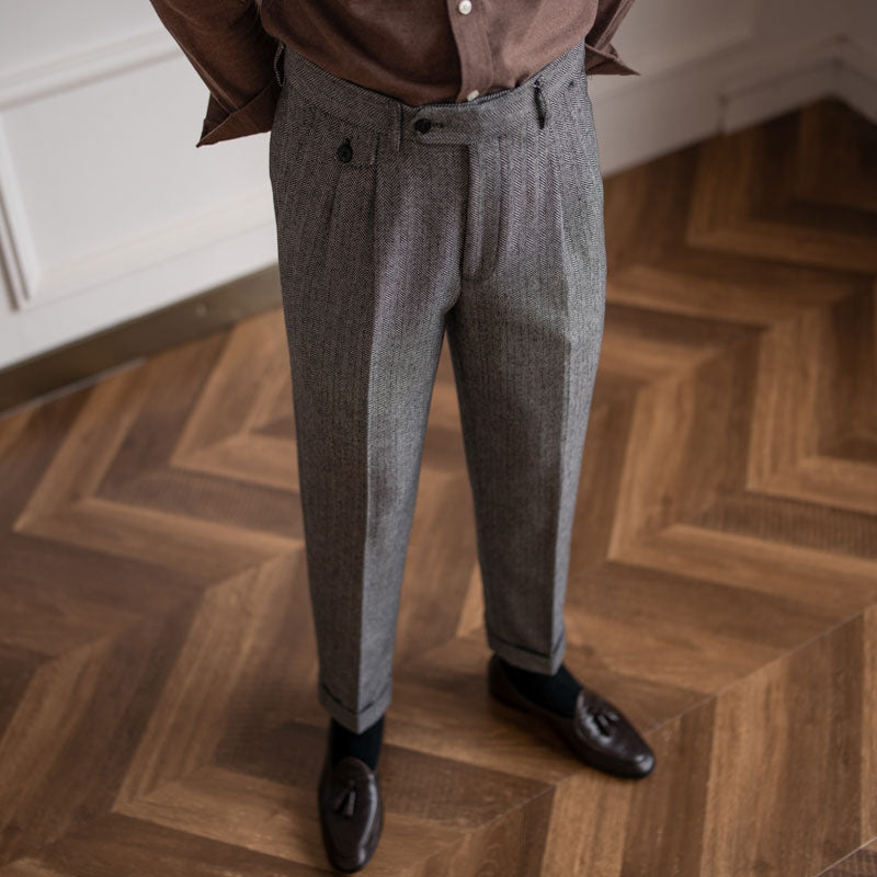 RADIANTGEM Herringbone Wool Suit Pants