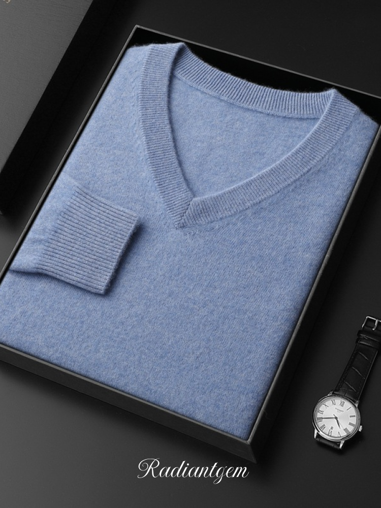 RADIANTGEM Cashmere Sweater Men's V-neck