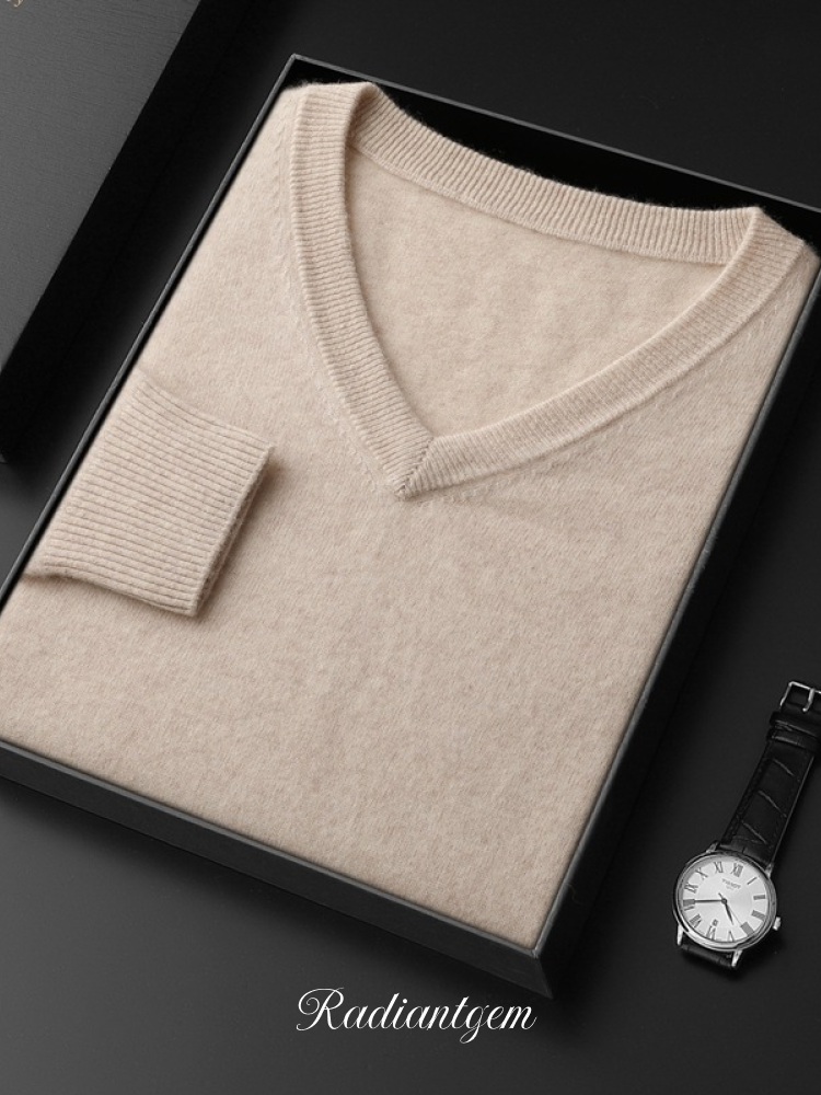 RADIANTGEM Cashmere Sweater Men's V-neck