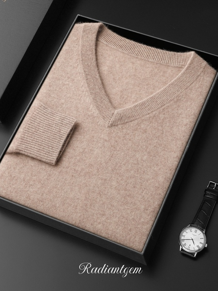 RADIANTGEM Cashmere Sweater Men's V-neck