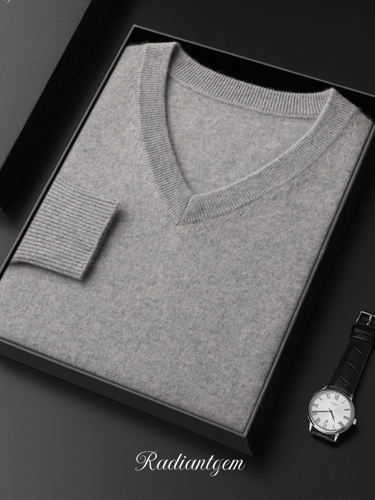 RADIANTGEM Cashmere Sweater Men's V-neck
