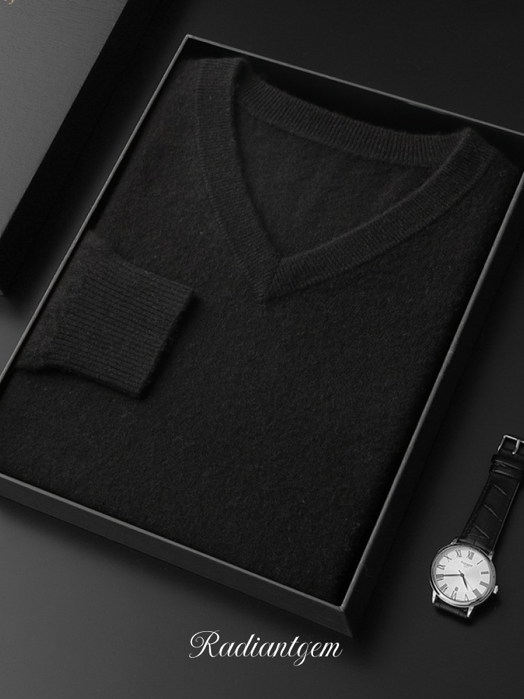 RADIANTGEM Cashmere Sweater Men's V-neck
