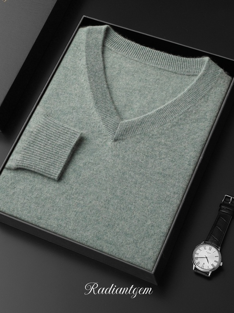 RADIANTGEM Cashmere Sweater Men's V-neck
