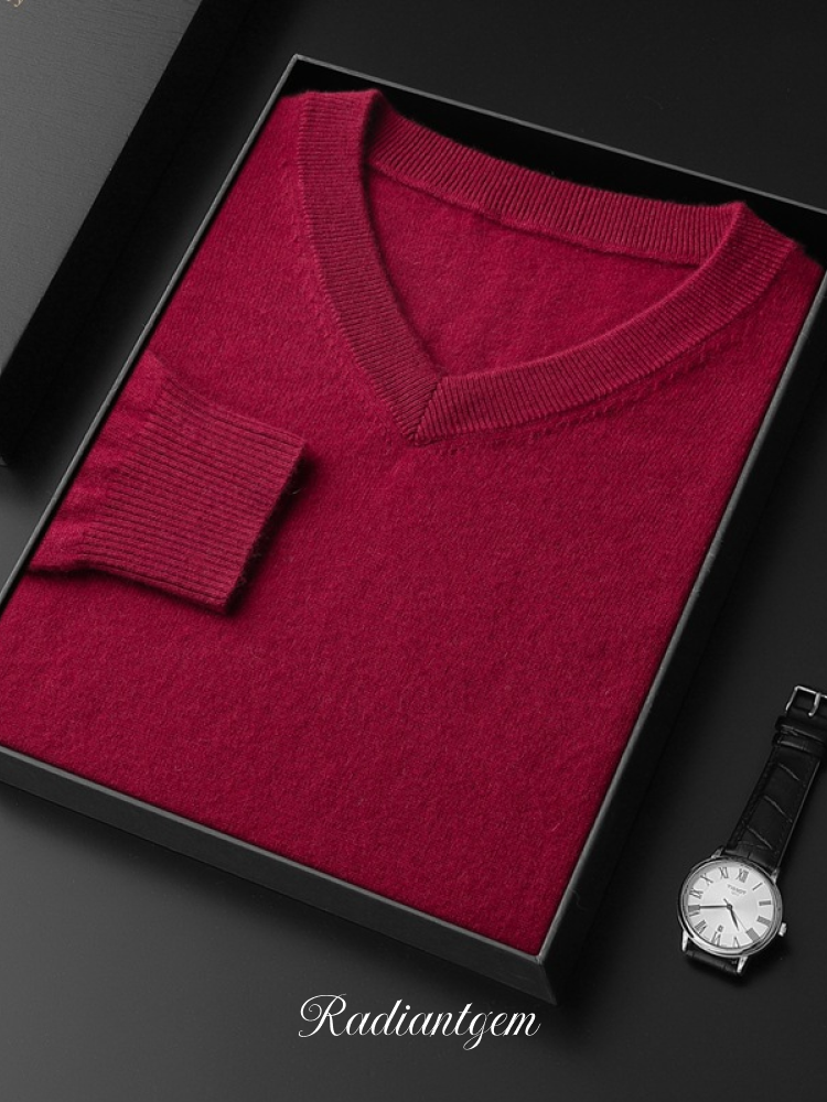 RADIANTGEM Cashmere Sweater Men's V-neck