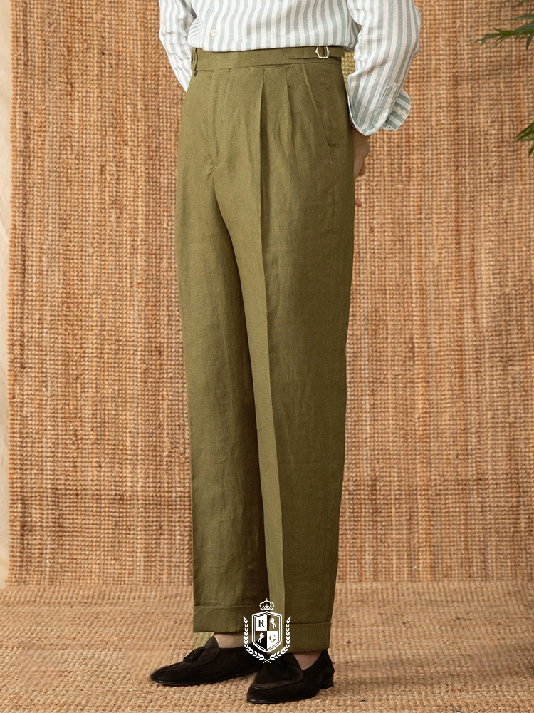 RADIANTGEM Linen High Waist Trousers