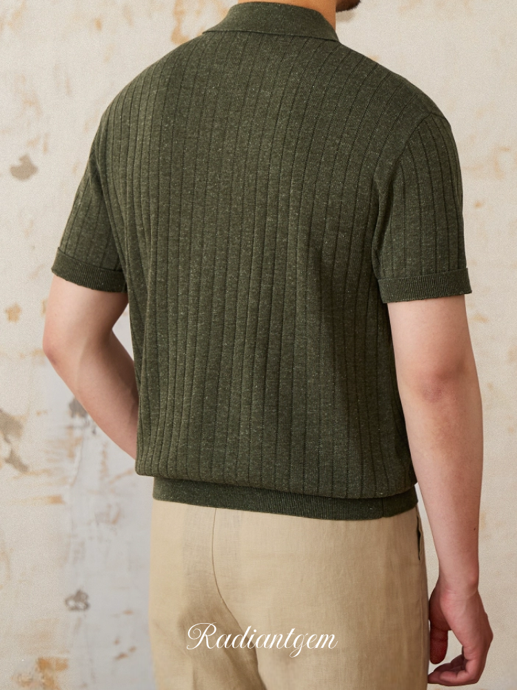 RADIANTGEM Lapel Zipper Sunken Polo