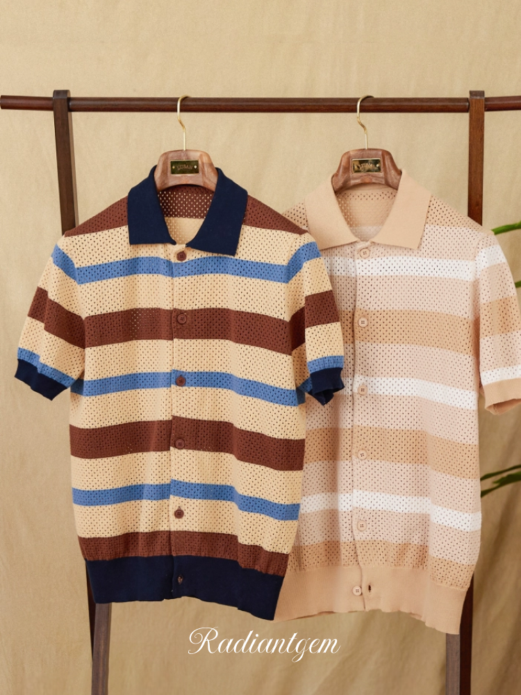 RADIANTGEM Retro Lapel Polo Shirt