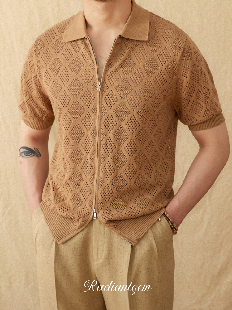 RADIANTGEM Cotton Zipper Polo