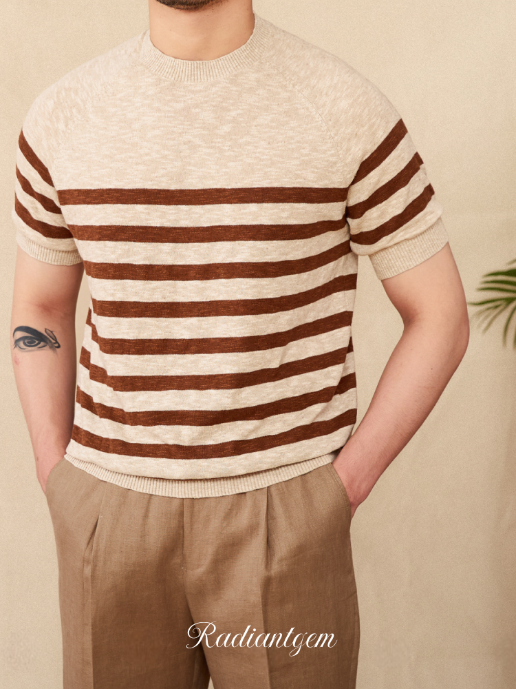 RADIANTGEM Cotton Round Neck Knitted T-shirt