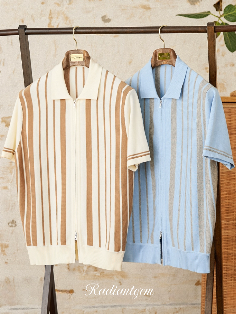 RADIANTGEM Vintage Cotton Knitted Polo Cardigan