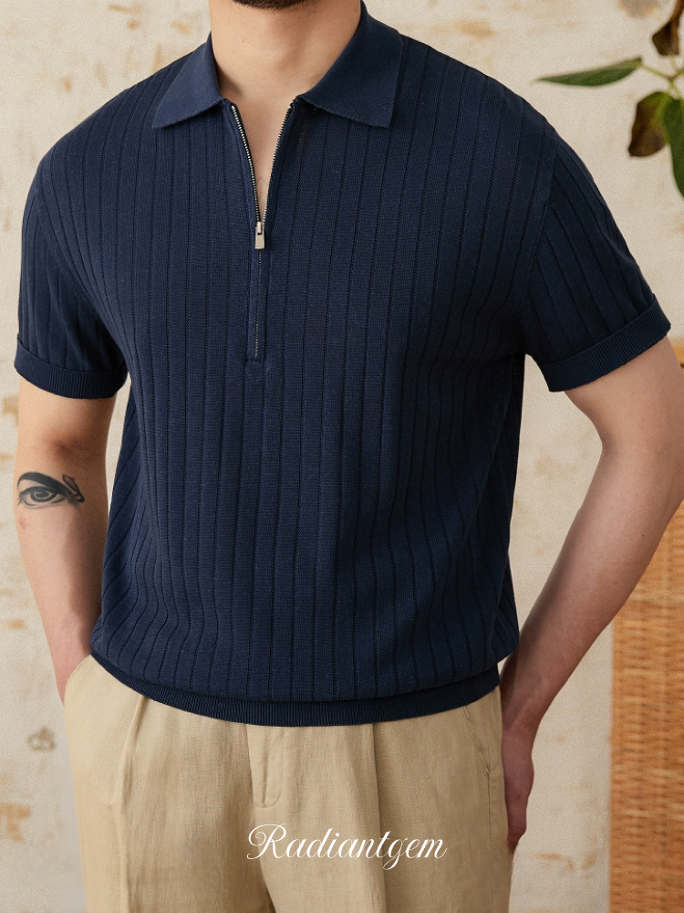 RADIANTGEM Lapel Zipper Sunken Polo