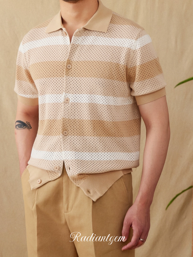 RADIANTGEM Retro Lapel Polo Shirt