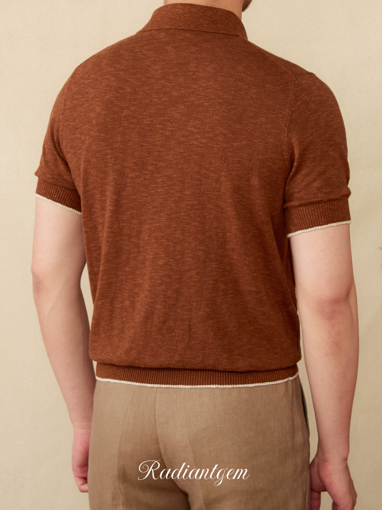 RADIANTGEM Linen Cotton Blended Polo Shirt