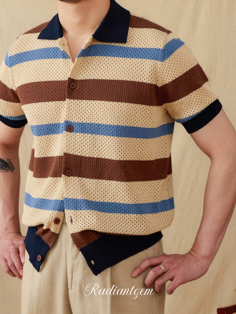 RADIANTGEM Retro Lapel Polo Shirt