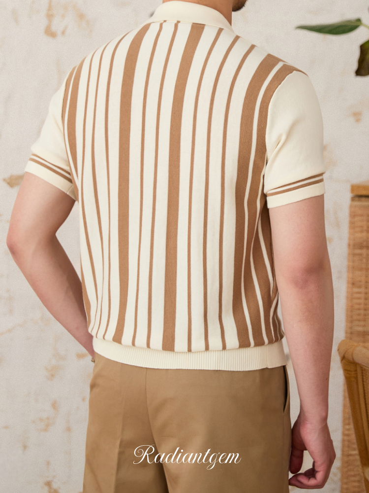 RADIANTGEM Vintage Cotton Knitted Polo Cardigan