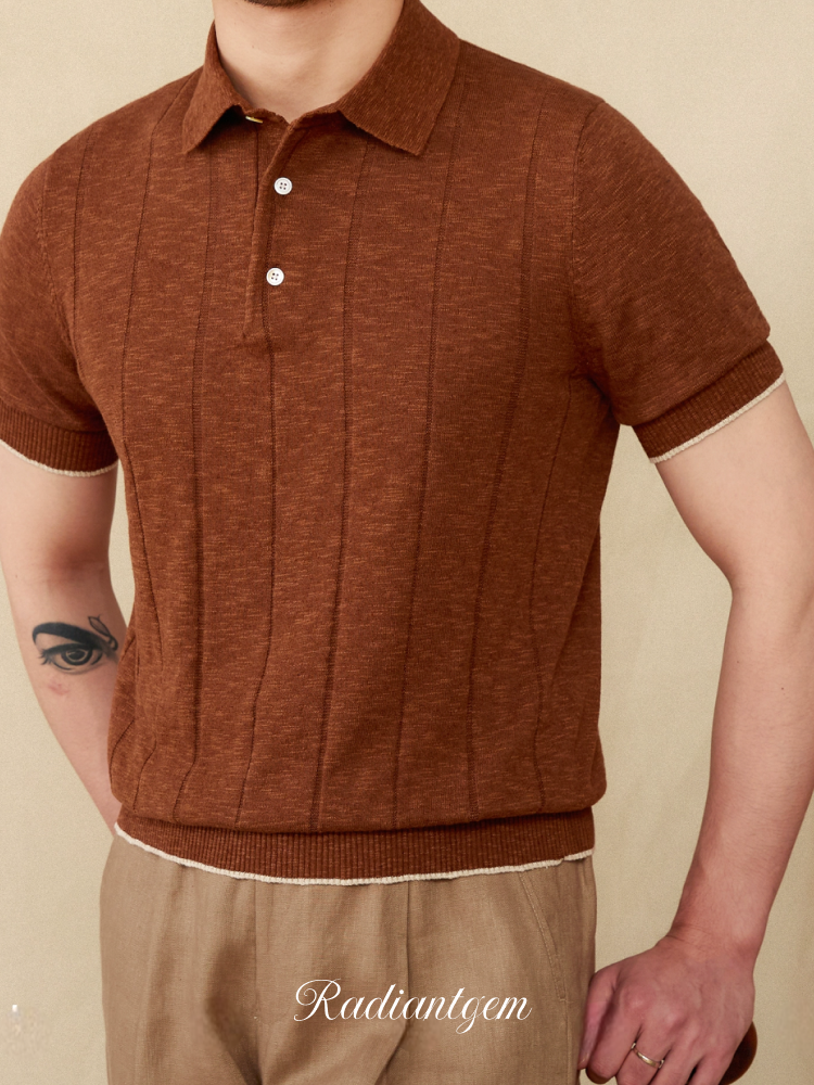 RADIANTGEM Linen Cotton Blended Polo Shirt