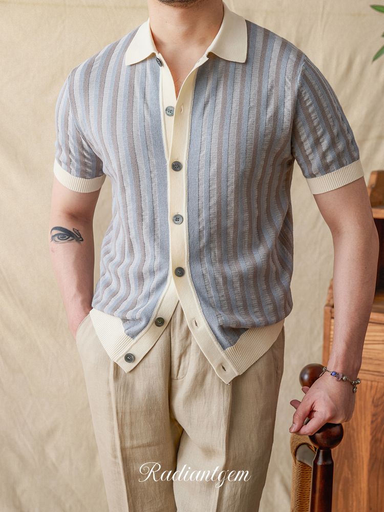 RADIANTGEM Jacquard Knitwear Polo Shirt