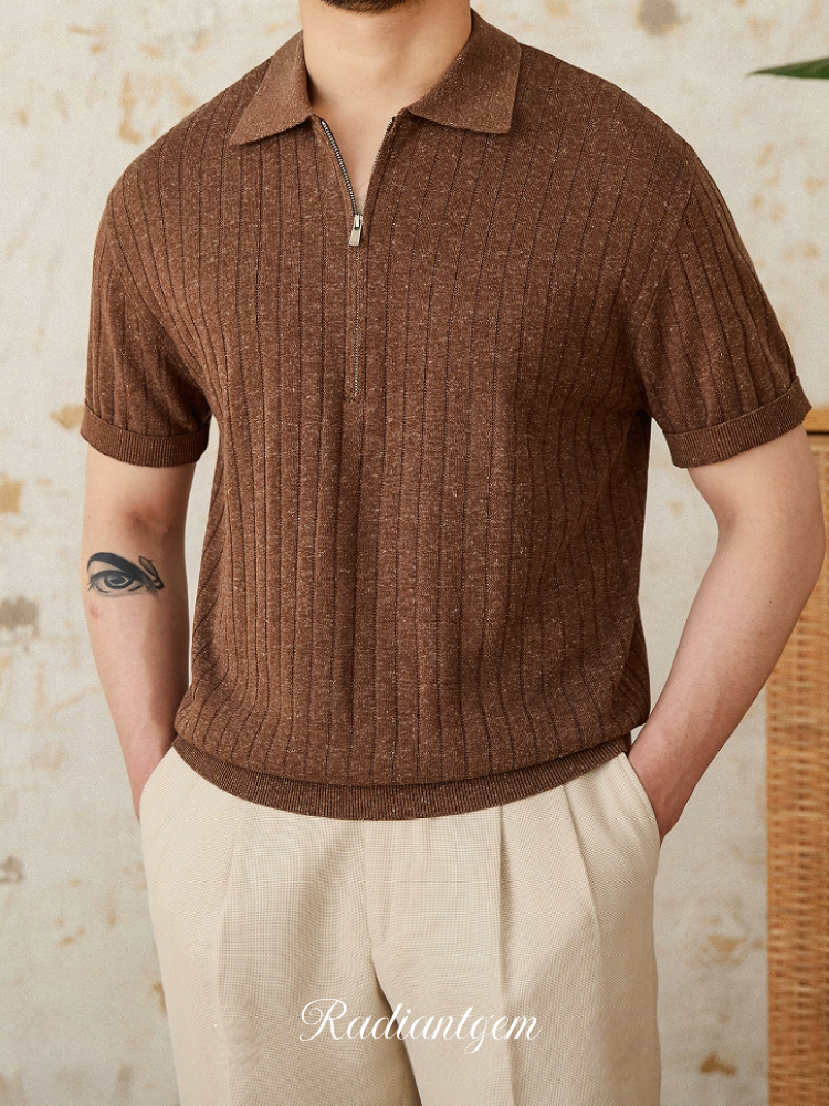 RADIANTGEM Lapel Zipper Sunken Polo