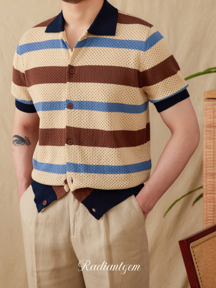 RADIANTGEM Retro Lapel Polo Shirt