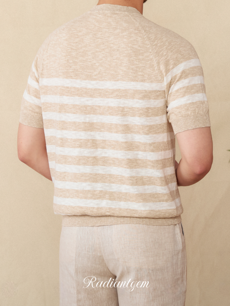 RADIANTGEM Cotton Round Neck Knitted T-shirt