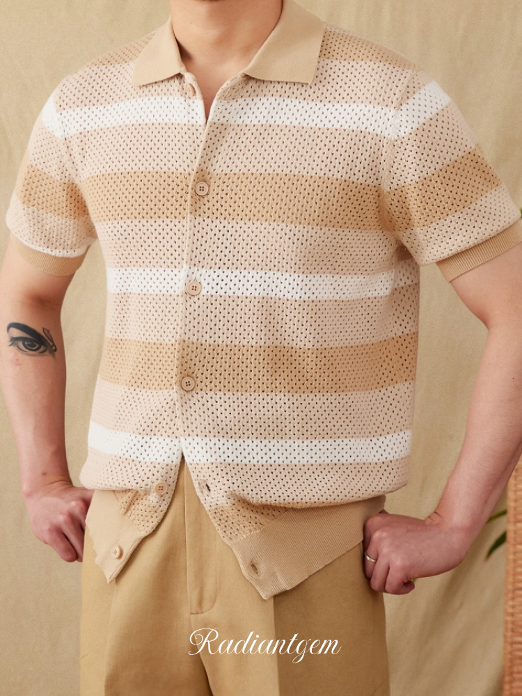 RADIANTGEM Retro Lapel Polo Shirt