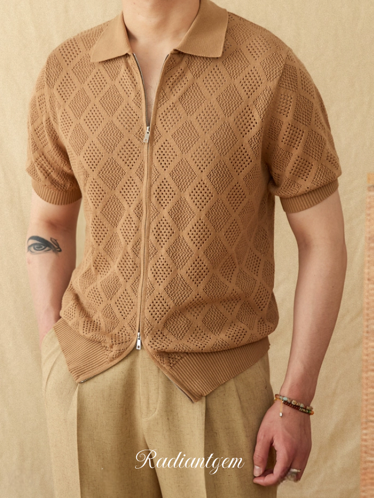 RADIANTGEM Cotton Zipper Polo
