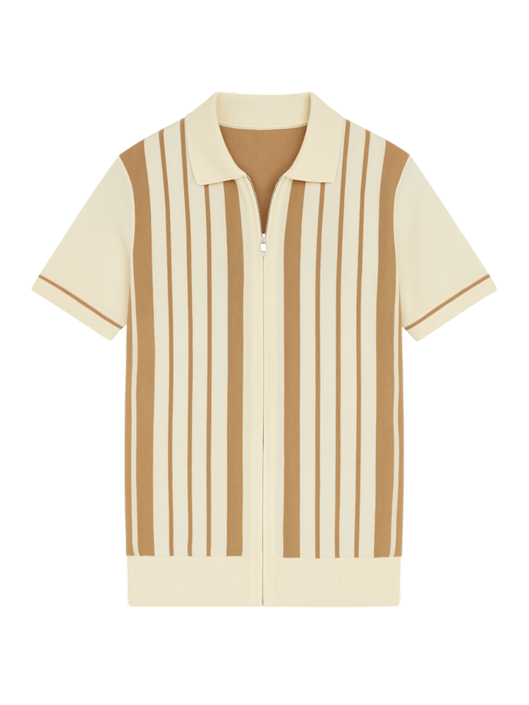 RADIANTGEM Vintage Cotton Knitted Polo Cardigan