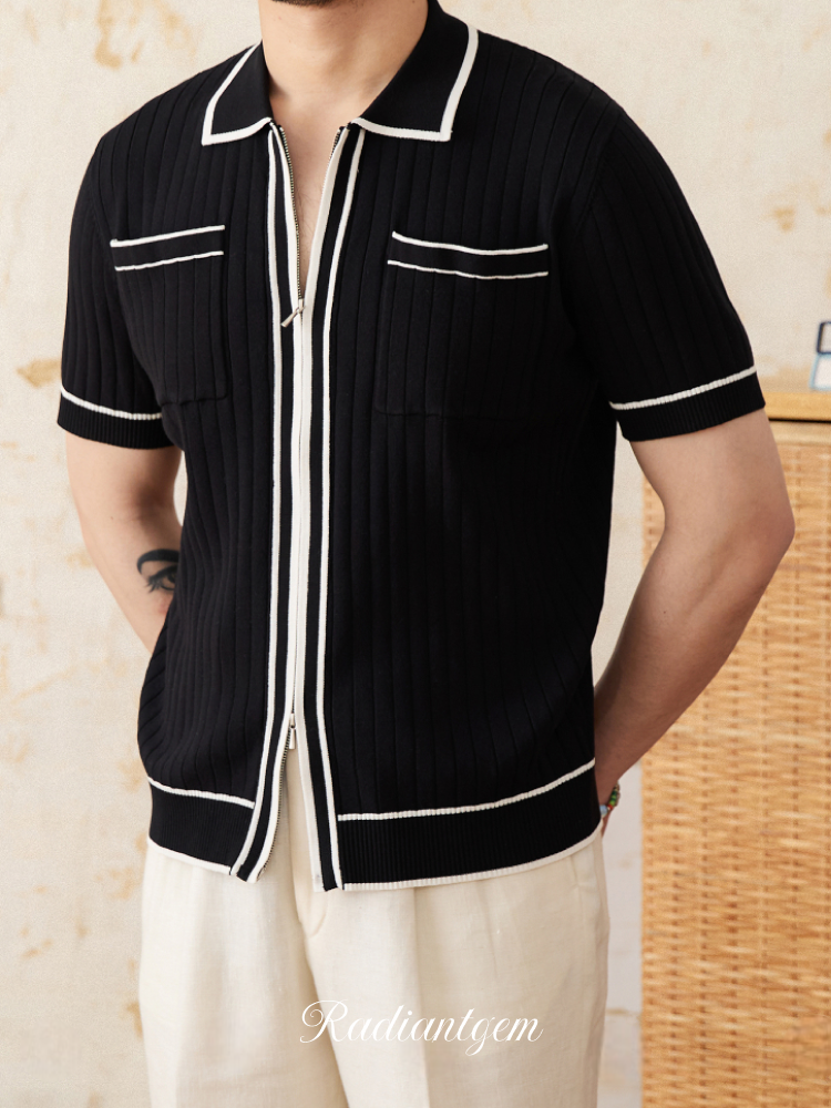 RADIANTGEM Slim Elastic Lapel Polo
