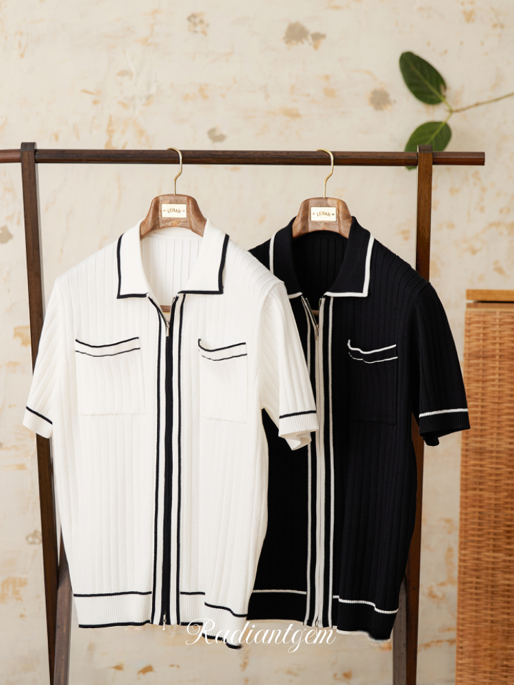 RADIANTGEM Slim Elastic Lapel Polo