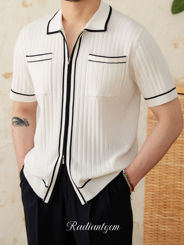 RADIANTGEM Slim Elastic Lapel Polo