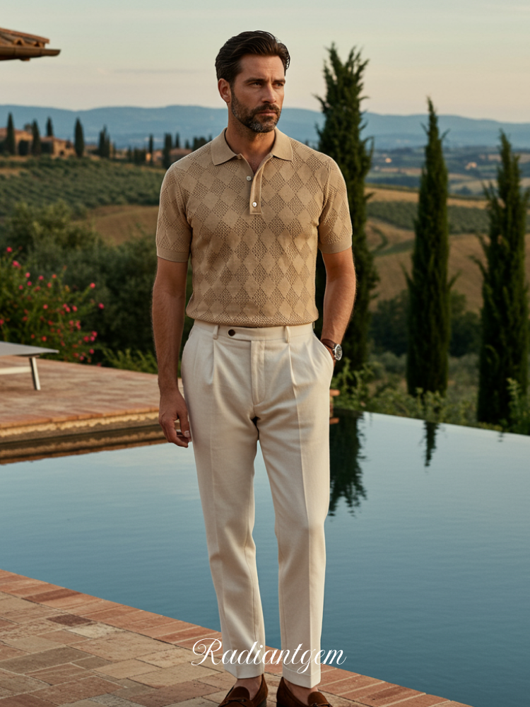 RADIANTGEM Short Sleeve Casual Lapels Polo