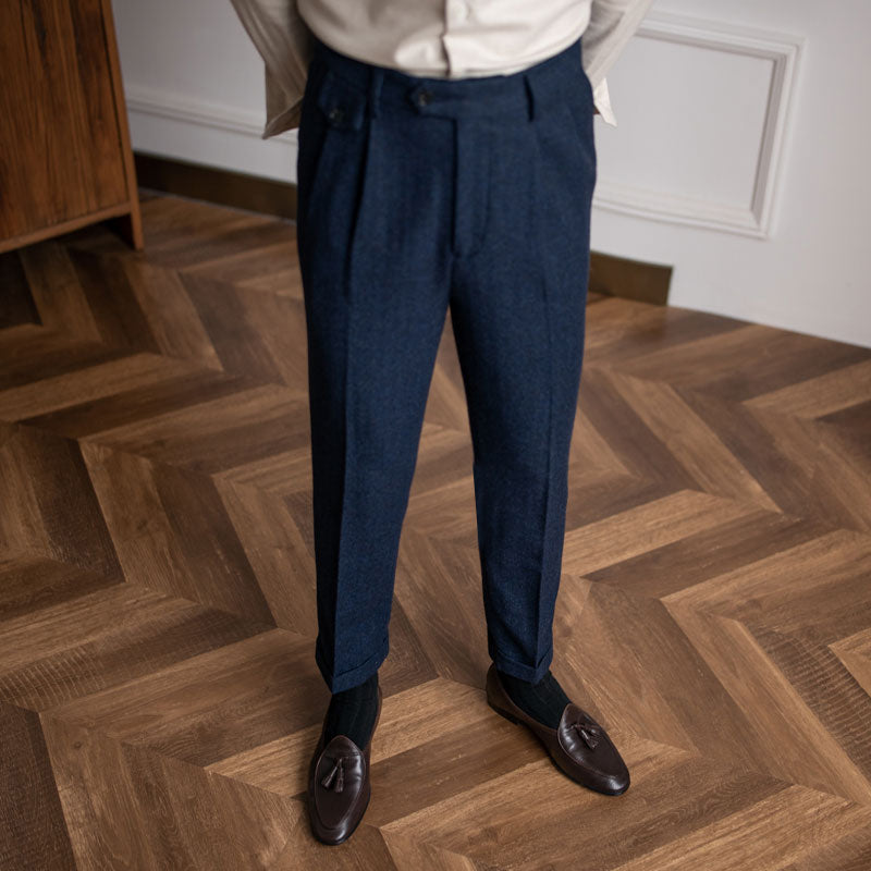 RADIANTGEM Herringbone Wool Suit Pants