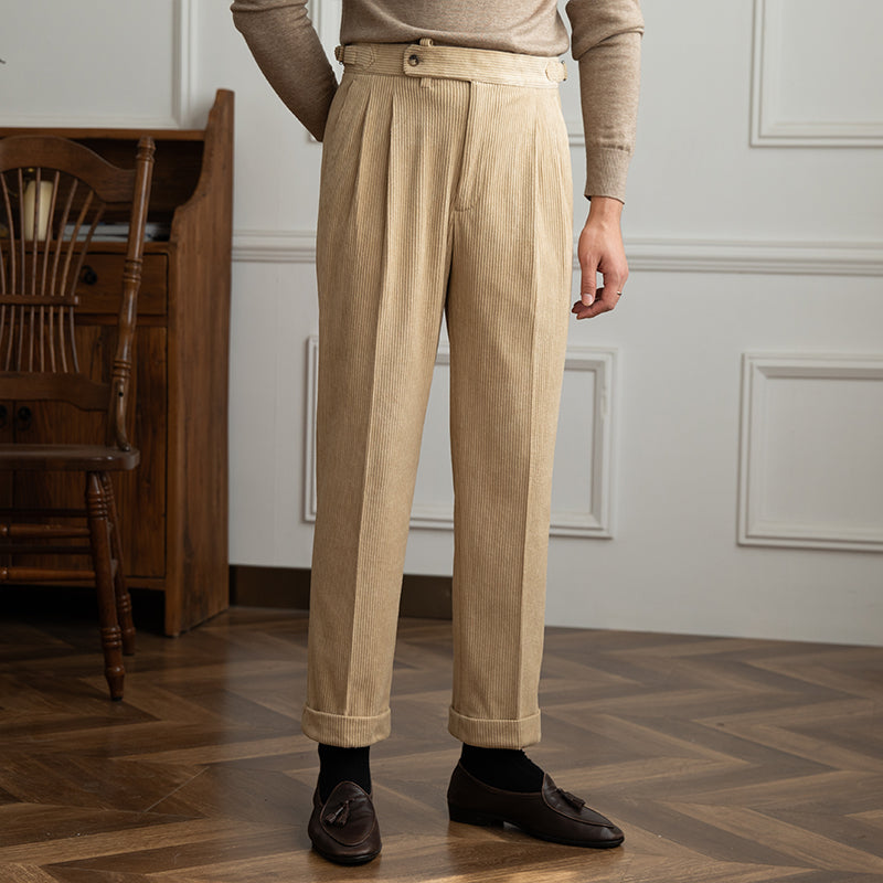 RADIANTGEM Vintage Corduroy High-waisted Pants
