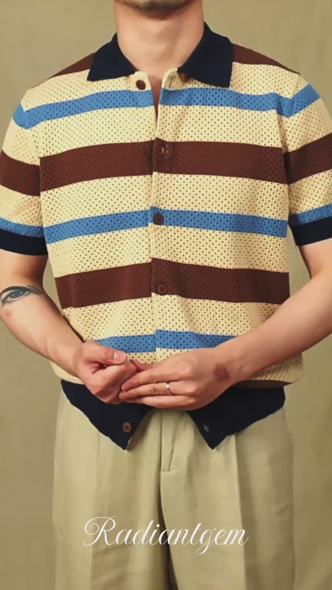 RADIANTGEM Retro Lapel Polo Shirt