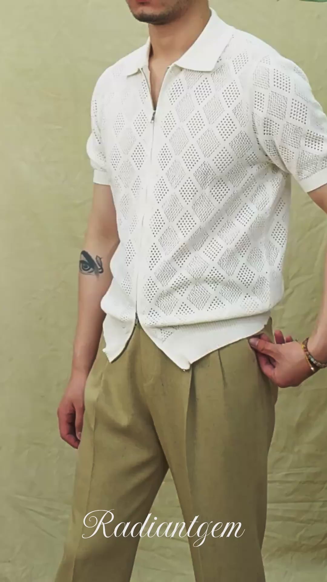 RADIANTGEM Cotton Zipper Polo